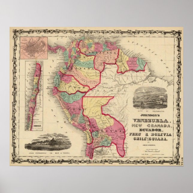 Poster Venezuela, Nouvelle Grenade et Equateur (Devant)