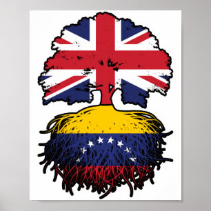 Poster Vénézuélienne Royaume-Uni drapeau des racines d'ar