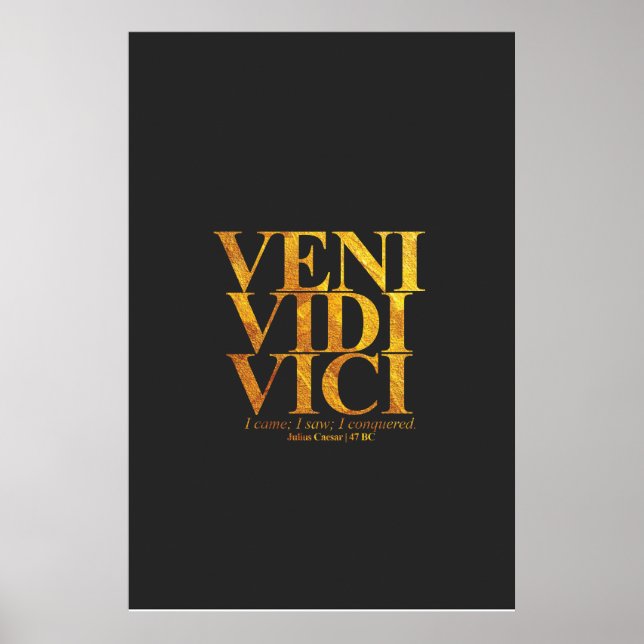 Poster Veni Vidi Vici Julius César Citation latine. (Devant)