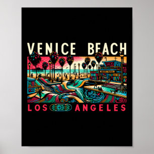Poster Venice Beach Los Angeles Travel Summer Family Vaca