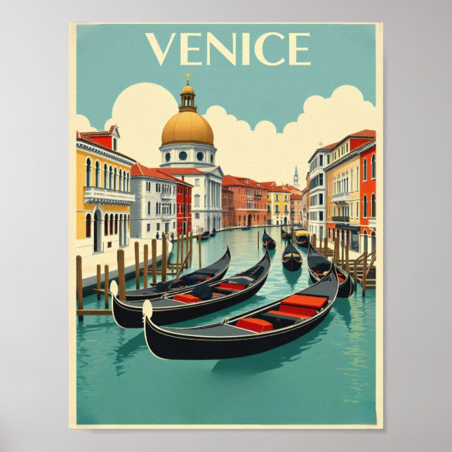 Poster Venice Gondolas - Vintage voyage (Devant)