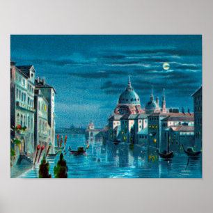 Poster Venise au clair de lune