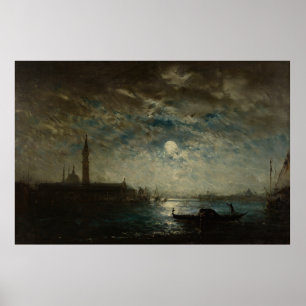Poster Venise et le Campanile au Clair de Lune