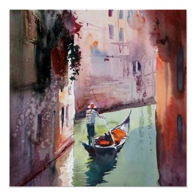 Poster Venise, gondolier, gondole, Vasque de style véniti (Devant)