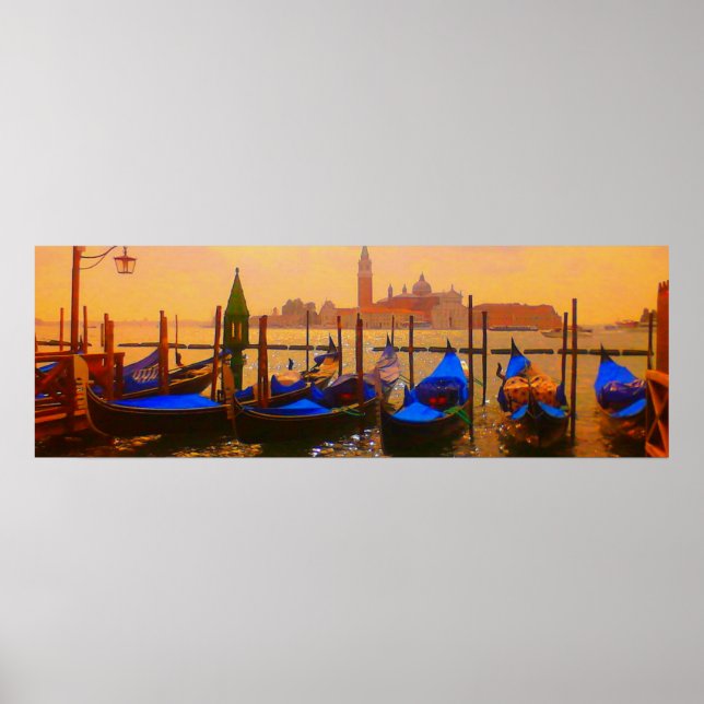 Poster Venise Grand Canal & Gondolas Italie Voyage (Devant)