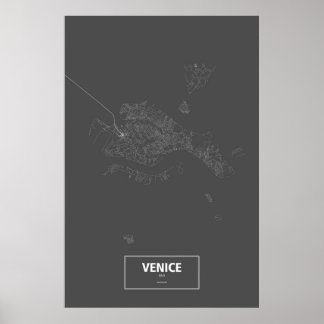 Poster Venise (île), Italie (blanc sur noir)