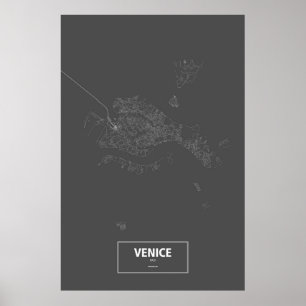 Poster Venise (île), Italie (blanche sur le noir)