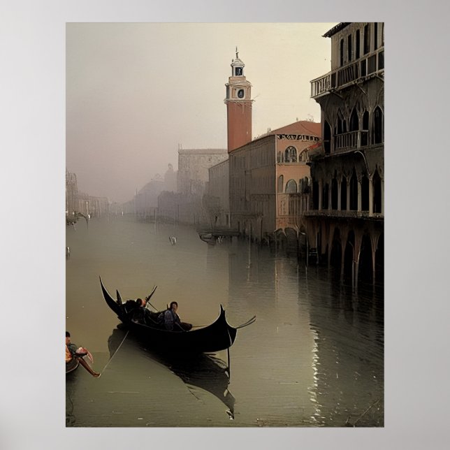 Poster Venise Italie Canal et la peinture Gondola (Devant)