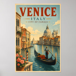 Poster Venise Italie Canaux Illustration Art de Voyage Ré