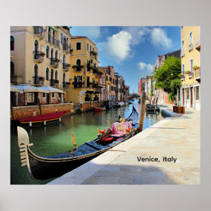 Poster Venise, Italie, pittoresque avec gondole et canal,