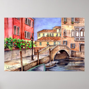 Poster Venise Italie Plume et Lavis Aquarelle