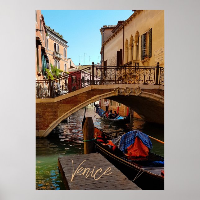 Poster Venise Italie Pont Canal Voyage en bateau (Devant)