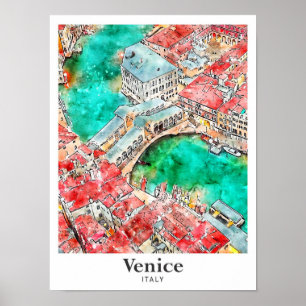 Poster Venise Italie Voyage Aquarelle Croquis main dessin