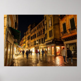 Poster Venise romantique rue la nuit