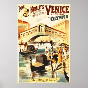 Poster Venise vintage d'aujourd'hui, pont du Rialto