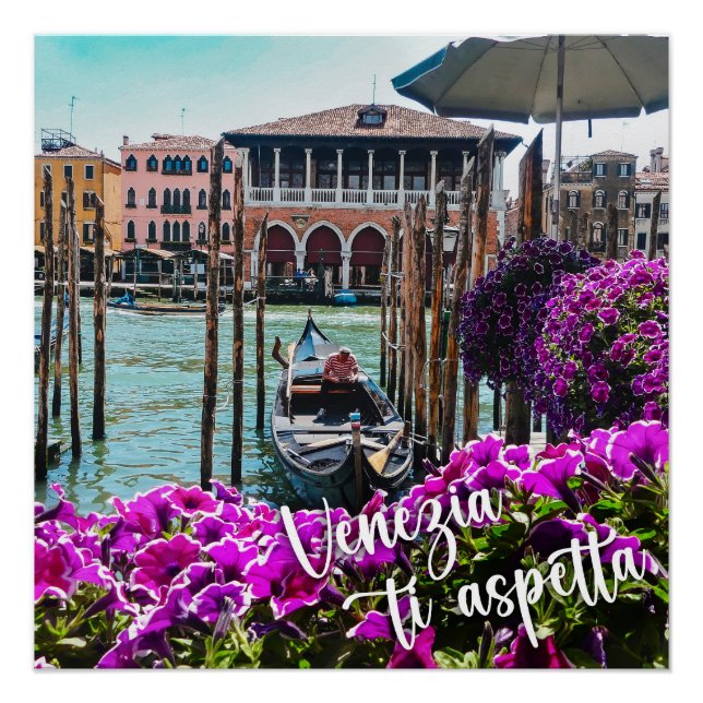 Poster Venise vous attend ! Gondola, Venezia. Italie (Devant)