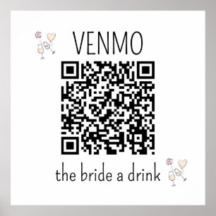 Poster VENMO la mariée une boisson QR Code Bachelorette P