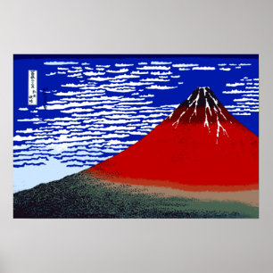 Poster Vent fin coloré, matin clair le mont Fuji Japon