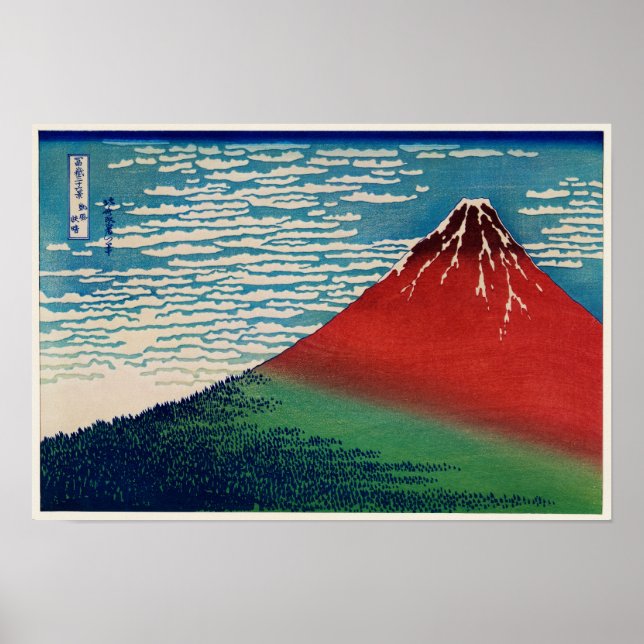 Poster Vent fin, matin clair par Katsushika Hokusai (Devant)