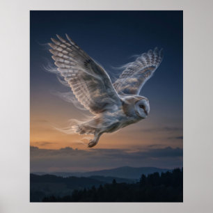 Poster Vent Hibou Crépuscule Ciel