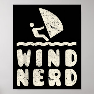 Poster Vent Nerd Funny Windsurfer Plage de planche à voil