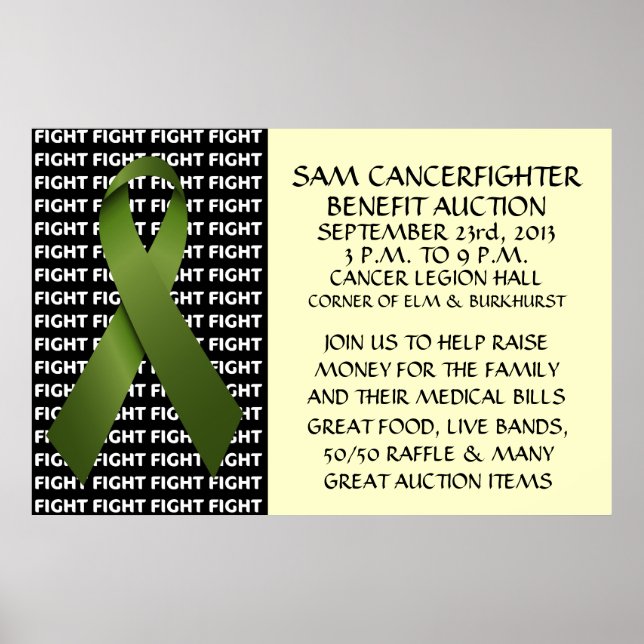 Poster Vente aux enchères des prestations pour cancer du  (Devant)