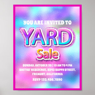 Poster Vente de cour Parties scintillant rose Pastel Holo
