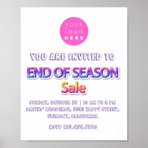 Poster Vente de fin de saison Rose Logo Vente de garage