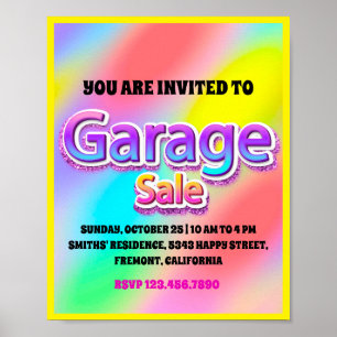 Poster Vente de garage rose pailleté holographique rose