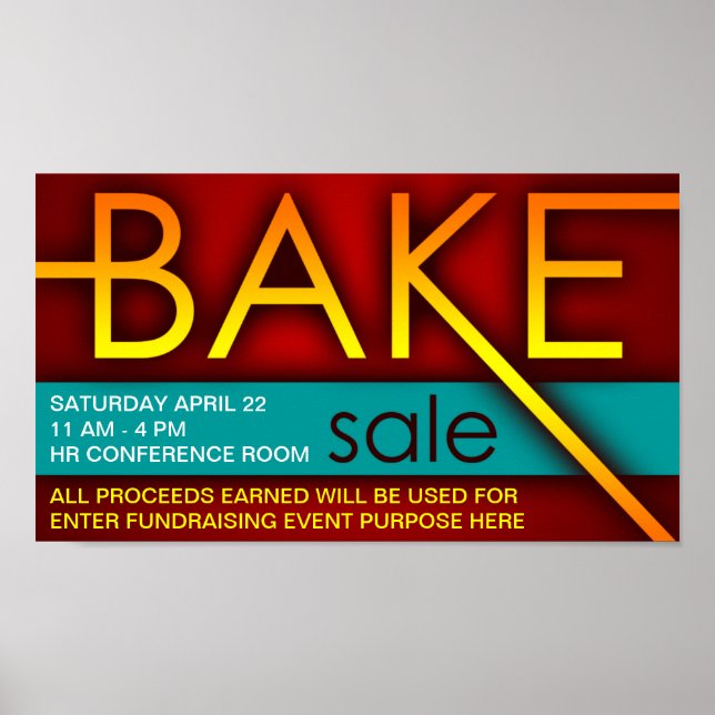 Poster vente de gâteaux (typographique) (Devant)