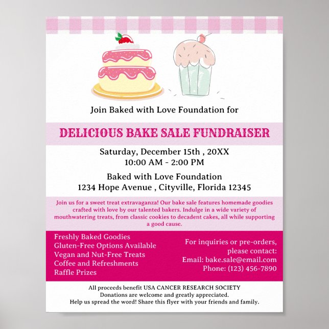 Poster Vente de Pâtisseries pour une Bonne Cause (Devant)