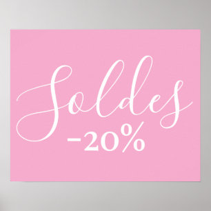 Poster Vente en français Connexion rose, 20% de réduction