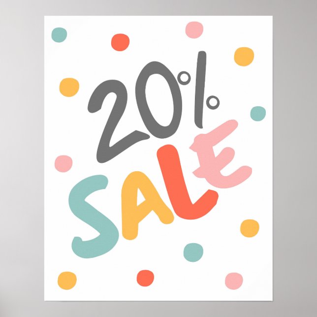 Poster Vente Signal 20% De Réduction, Vente Boutique Sign (Devant)