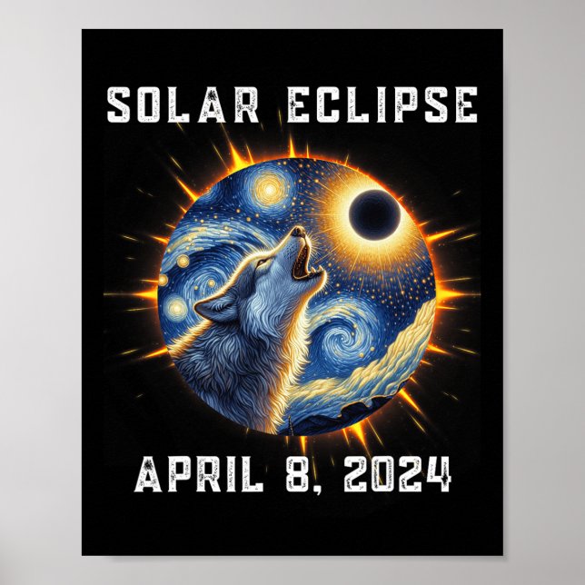 Poster Ventilateurs de loup Totalité Solaire Eclipse 2024 (Devant)