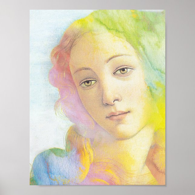 Poster Vénus éthérée avec cheveux aquarelle (Devant)