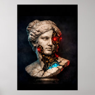 Poster Vénus mécanique : Art de statue cyberpunk