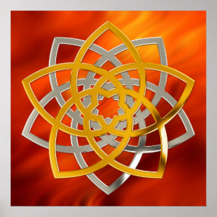 Poster Venusblume Duo Gold Silver   vagues rouges du feu