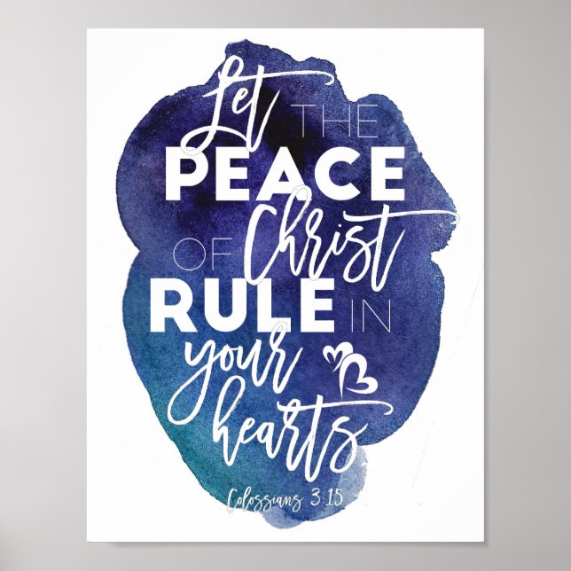 Poster Verbe biblique, Art Écriture, Colossiens 3:15 (Devant)