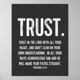 Poster Verbes de la Bible 3:5-6, noir et blanc