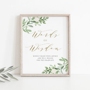 Poster Verdure Blanc Floral Graduation Mots de sagesse