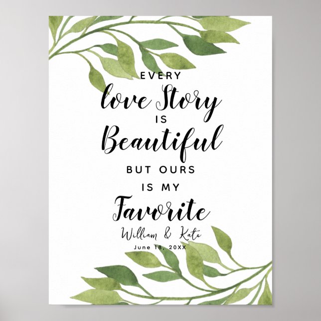 Poster verdure botanique Chaque histoire d'amour est...ma (Devant)