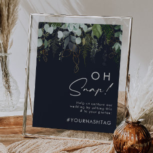 Poster Verdure et Feuille d'Or   Marine foncé Oh Snap Has