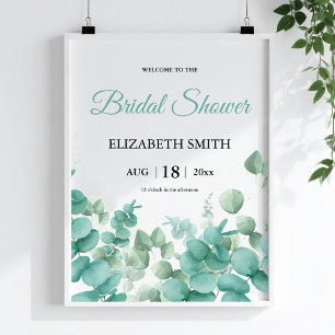 Poster Verdure Eucalyptus Élégante Baby Shower de Mariée