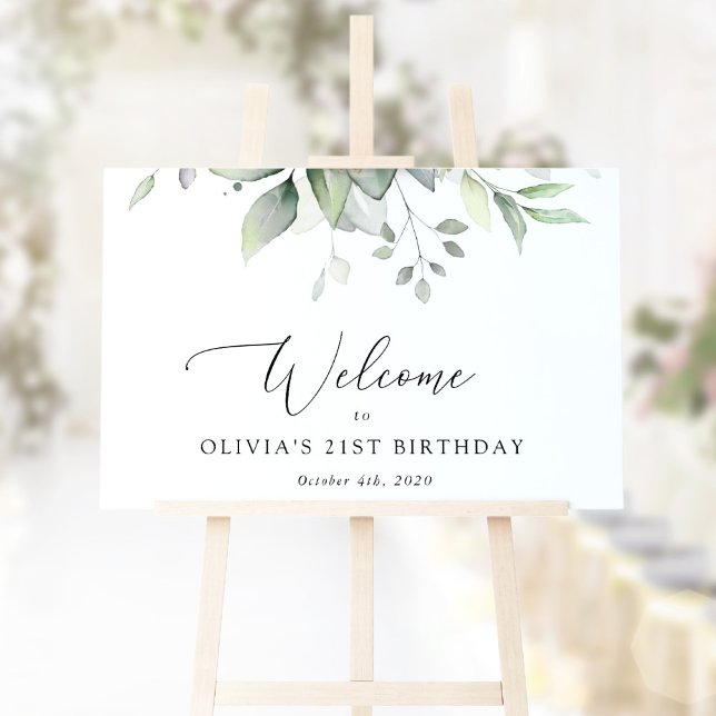 Poster Verdure, Eucalyptus Feuilles, Anniversaire Bienven (Créateur téléchargé)