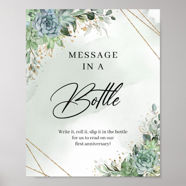Poster Verdure succulent or Message dans une bouteille (Devant)