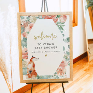 Poster Verdure & Terracotta Floral Fox Baby Welcome
