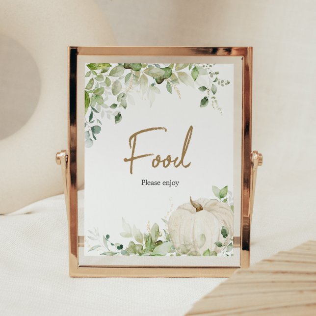 Poster Verdure Un Petit Baby shower De Nourriture Citroui (Autumn Pumpkin Baby Shower Food Sign)