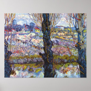 Poster Verger en fleurs avec peupliers de Vincent Van Gog