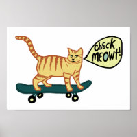 Vérifier Meowt Punny Skateboard Tabby Cat