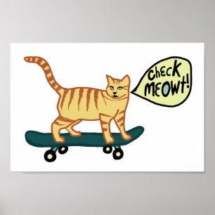 Poster Vérifier Meowt Punny Skateboard Tabby Cat